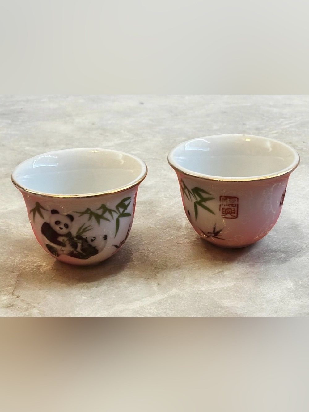 Vintage Chinese Porcelain Miniature Panda Tea Set in Original Red Brocade Box - Picture 4 of 8
